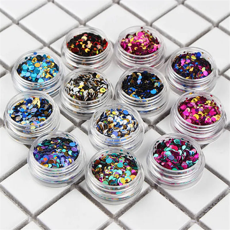 

Rakado 1PC Nail Art Round Decorations New Mini Thin Mixed Colorful Designs Glitter Paillette Nail Arts Tips Sticker Beauty Charm