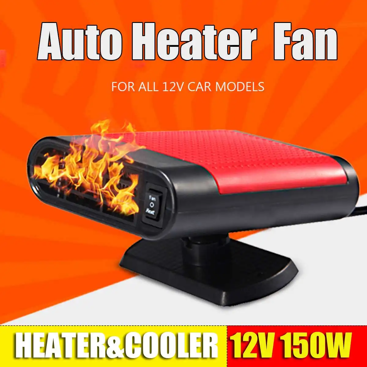 200W 12V Car Parking Heater Electric Heating Cooling 2 in 1 Hot Warm Fan Auto Heater Dryer