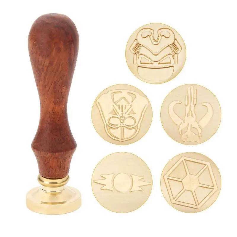 

Abstract Wood Handle Antique Metal Sealing Wax Stamps for Wedding Invitations Sealing Decorative Stamping Craft