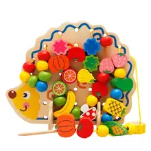 Фруктовые струнные бусины, деревянные игрушки для детей, интеллектуальная головоломка, Обучающие Развивающие Игрушки, Игрушки для раннего образования