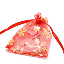 DoreenBeads красный рождественский снежинка Drawable органзы свадебный подарок сумки и чехлы 12x9 см 100 шт(B10584) Иу