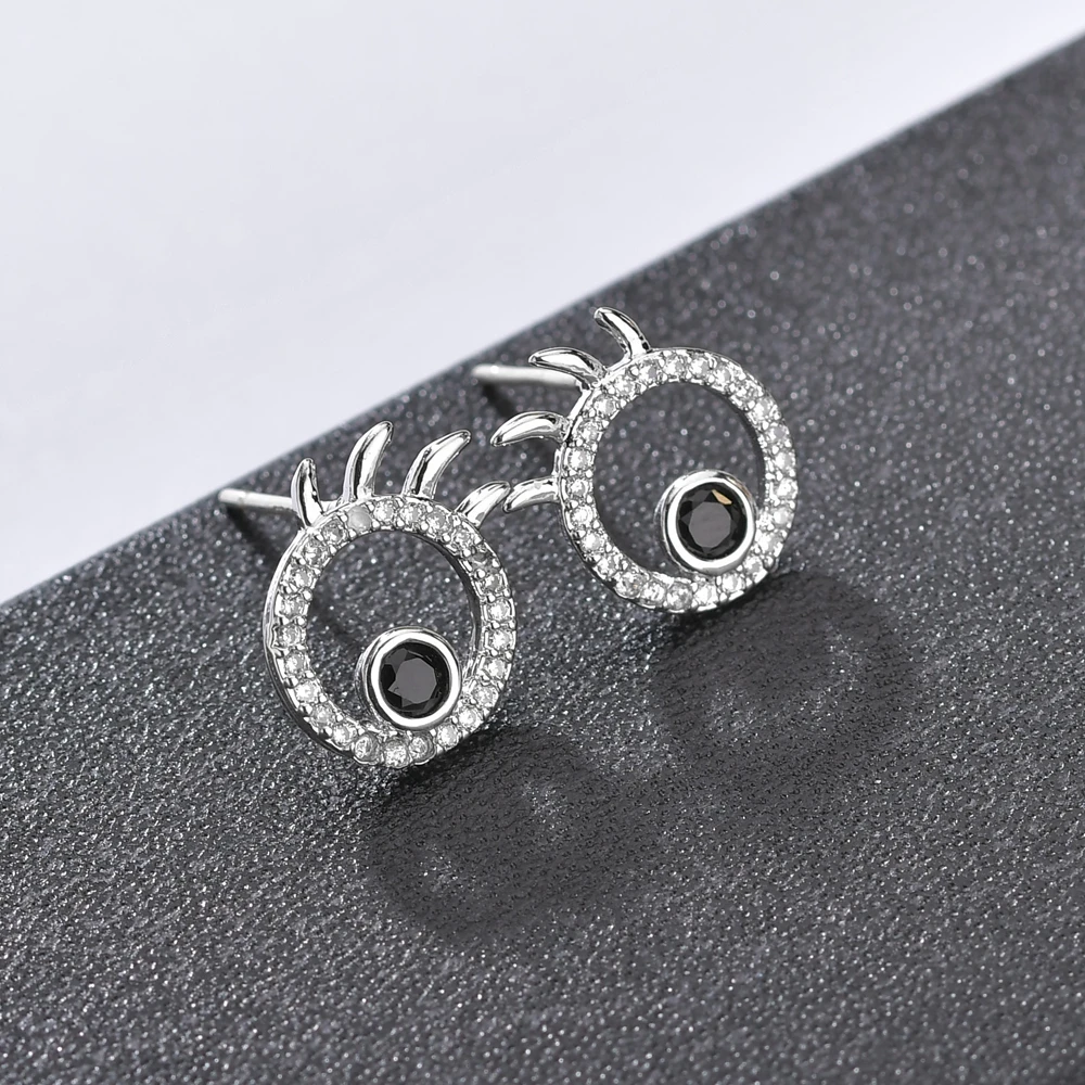 

High Quality Black CZ Crystal Evil Eye Earrings Silver Color Cubic Zirconia Small Stud Earrings Women Jewelry