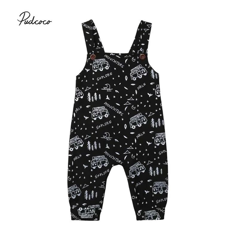 

2019 Brand New 1-6Years Toddler Kid Baby Boy Girl Rompers Bebe Clothes Summer New Car Print Sleeveless Playsuit Overalls Outfit