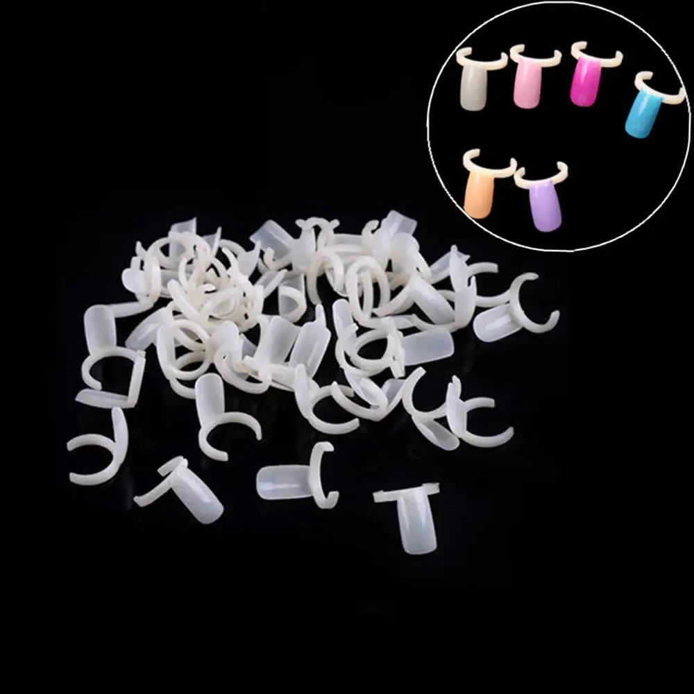 

50 Pcs False Nail Tips Display Plastic Ring Nail Color Chart Polish Practice Ring Board DIY Tool Set Wheel Nail Tools Supplies