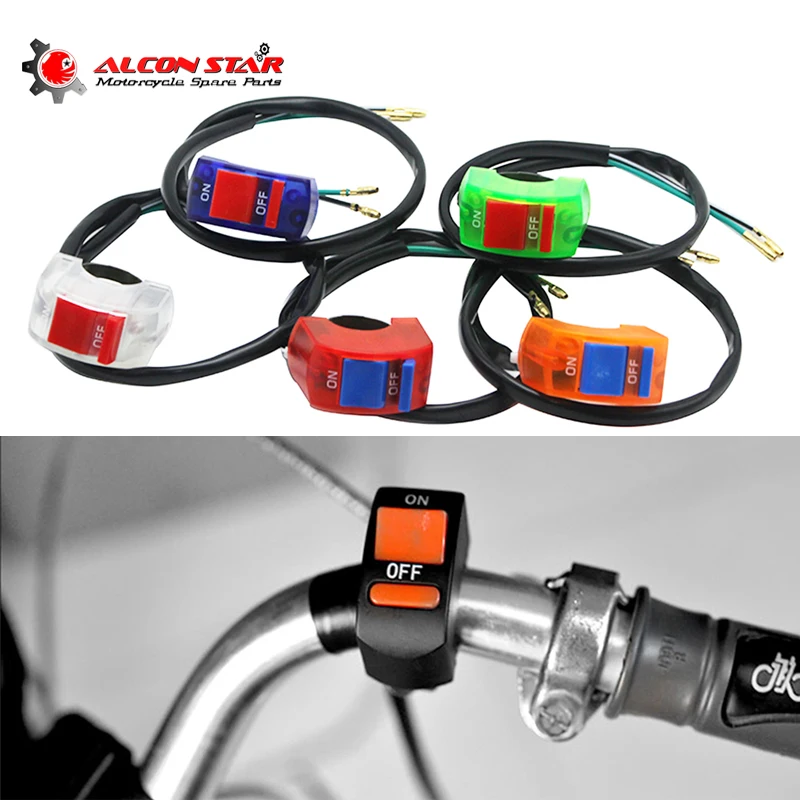 

Alconstar- 6 Color Motorcycle Switches ON/OFF Button Push Connector Moto Light Handlebar Flasher Headlight Motorbike ATV Bike