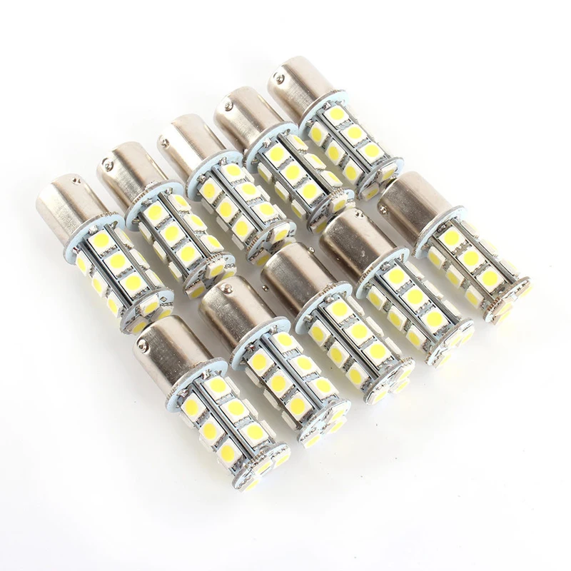 10 шт. 1,5*5 см DC 12V 1,8 W 6000K 220LM 1156 BA15S 5050 7503 1141 18SMD светодиодный белый автомобиль прицепа с прицепом светильник лампочка