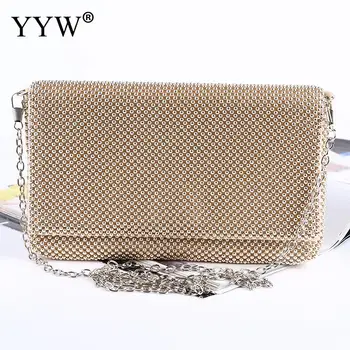 

silver evening clutch night party bag woman shoulder bags and handbags full Rhinestone Stud wedding prom Bag gold day clutches