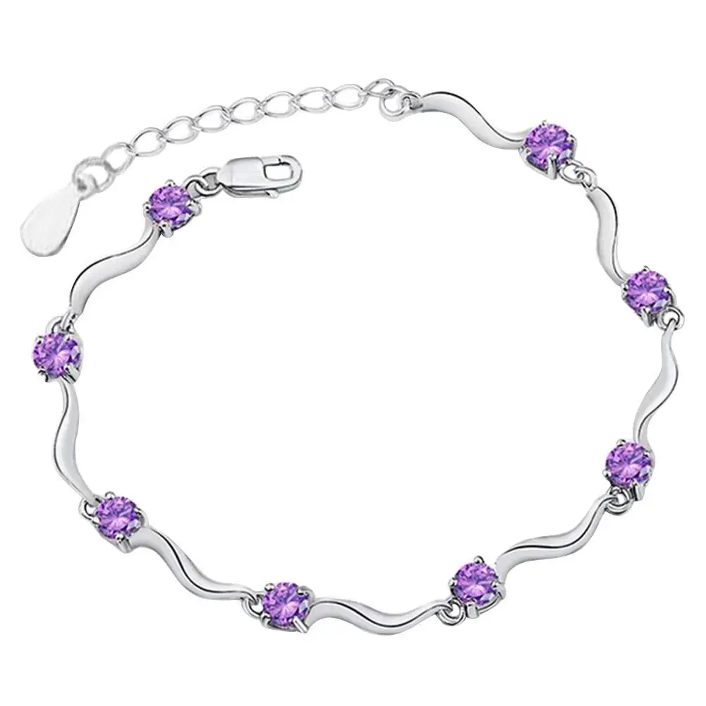 

Ladies White Crystal Bracelets with Shiny White Cubic Zirconia for Women Girls Xmas Gifts