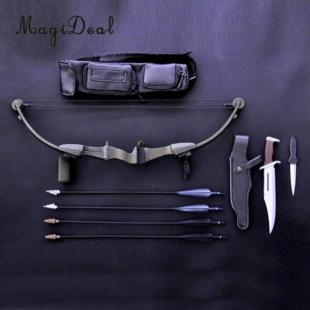 High Quality 1/6 Scale Black Bow&Arrow Set for 12 Inch Action Figures Man Male Body Dolls Accs Children Boys Toys