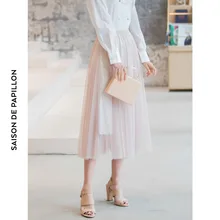 Сетки плиссированные юбки летние сапоги выше колена, без шнуровки, на тонком Длина юбки женские летние Высокая талия блестками вспышки газовая юбка юбки коплект летней G1350