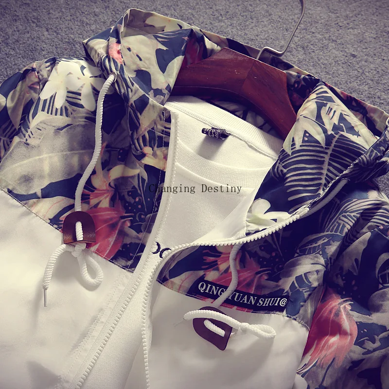 M-4XL Men's Korean Version of The Autumn Hooded Jacket Slim Long-sleeved Men Fashion Printing Windbreaker Casual Coat