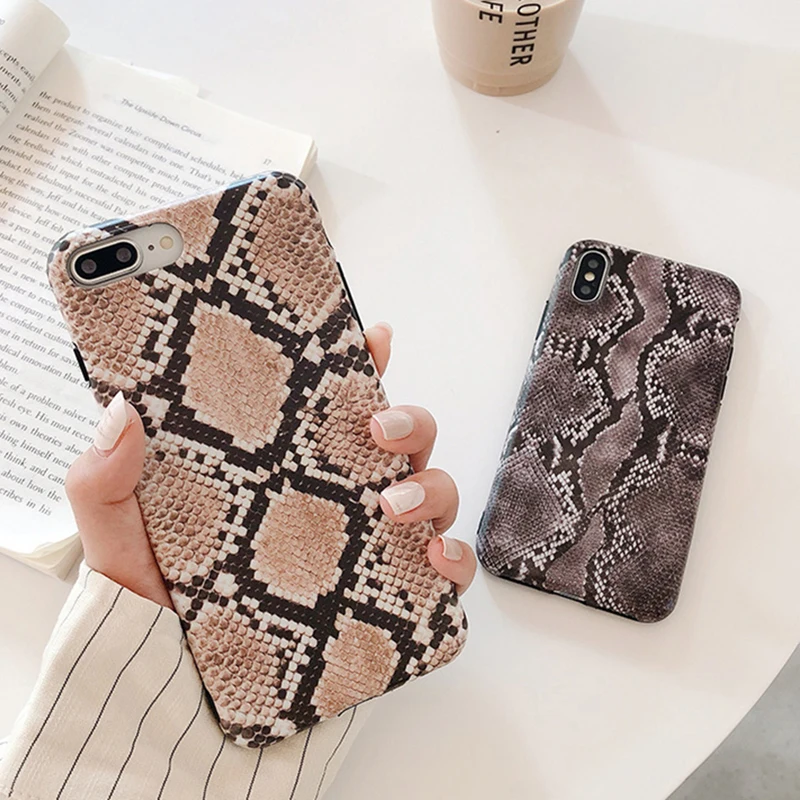 

Snake Skin Phone Cases For iPhone X 6 6S Plus XR XS Max Glossy Matte Soft IMD Shockproof Covers For iPhone X 7 8 Plus