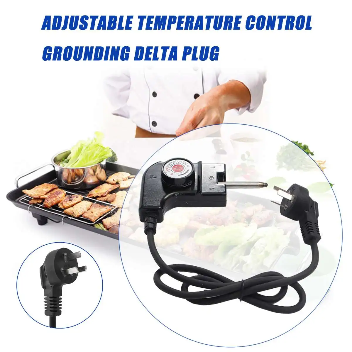 

1PCS Adjustable Temperature Control Grounding Delta Plug Black 5-Speed Firepower Adjustment