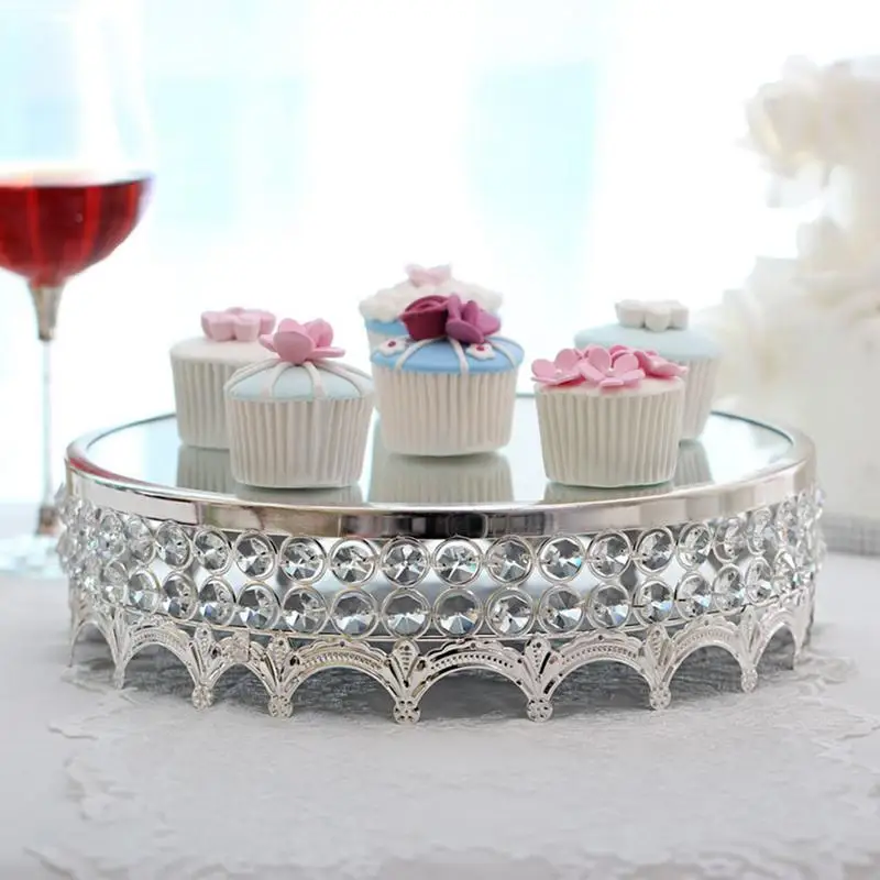 

European Style Noble Circular Mirror Cake Stand Vertical Dessert Tray For Weddings Tea Parties Holiday Dinners Birthday Parties