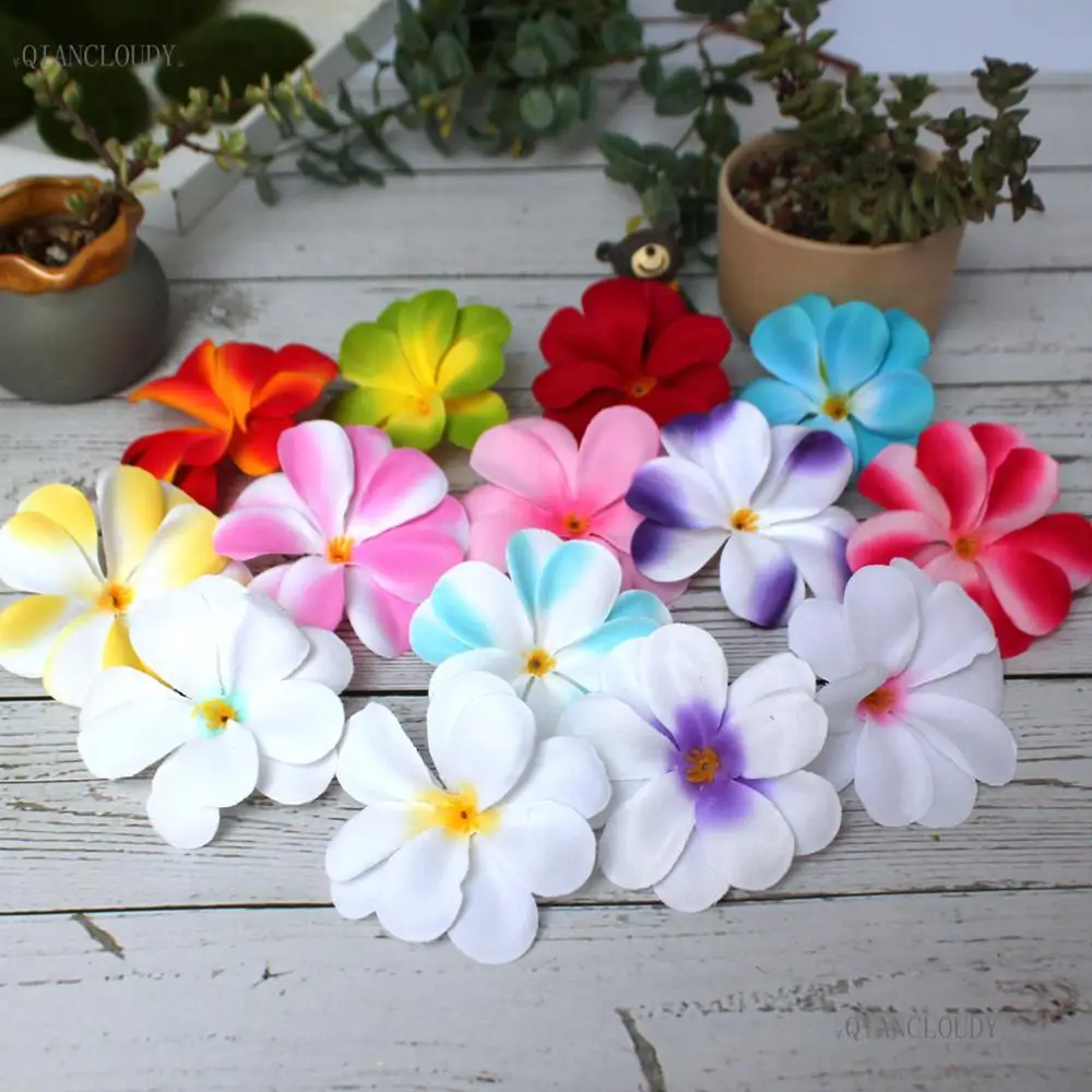 

100 pieces Artificial Hawaiian Plumeria Frangipani Silk Flowers heads DIy Floral Craft wedding decoration B47