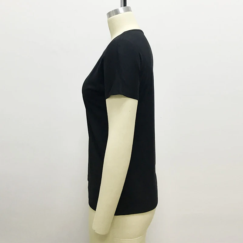 Летняя Повседневная Черная Женская кружевная Лоскутная v-образным вырезом с коротким рукавом, Однотонная рубашка, тонкий Топ для женщин