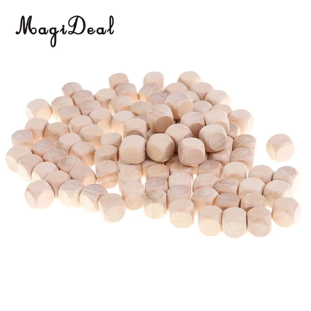 MagiDeal 100 штук деревянные пустые шестигранные кубики DIY для D & MTG DND настольные
