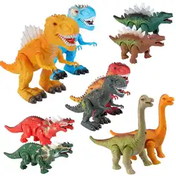 Большой ходьбы динозавр робот со светом Звук модель игрушки Электрический игрушка тираннозавр батарея работает малыш детский подарок