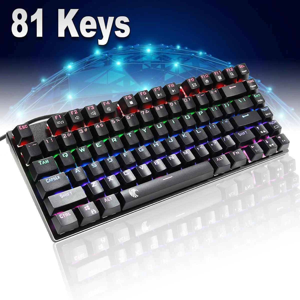 

81 Keys RGB LED Backlight Anti-Ghosting Mechanical Gaming Keyboard Blue Switches Backlit Computer Game Keyboard For PC Laptop