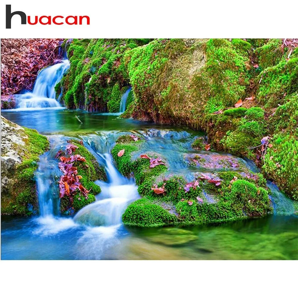 Алмазная вышивка HUACAN полный дисплей алмазная живопись мозаика пейзаж водопад