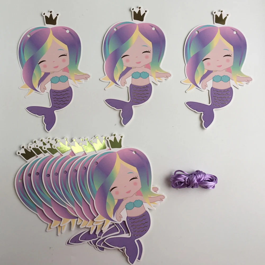 

Cartoon Mermaid Birthday Party Bunting Banner Decor Garland Mermaid Baby Shower Banner Kids Child Birthday Party Supplies decor