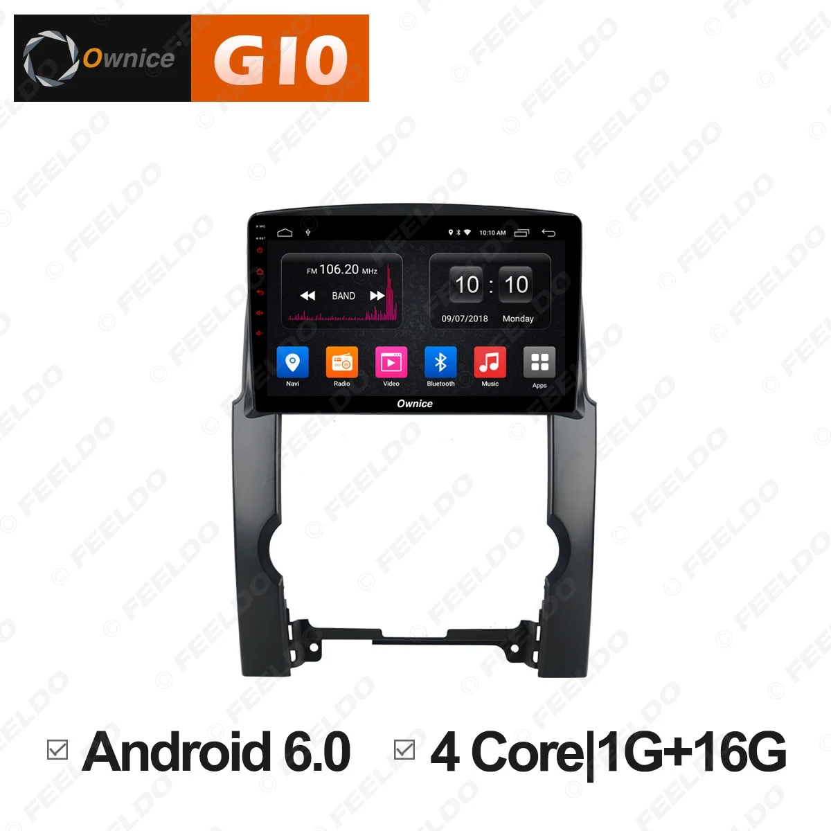 

FEELDO 10.1" Android 6.0 4-Core/DDR3 1G/16G/Support 4G Dongle Car Media Player With GPS/FM/AM RDS Radio For Sorento 2009-2012