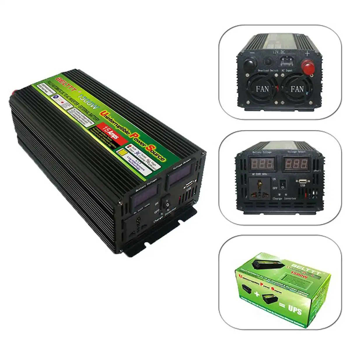

3000W(MAX) DC to AC Inverter 12V/24V to 220V 1500W Ups Power Inverter double Switch Solar Inverter for Home Travel