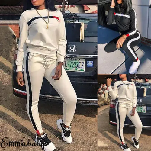 النساء طويل كم 2 قطعة الرياضة ارتداء تشغيل رياضية هوديس البلوز بدل رجالي