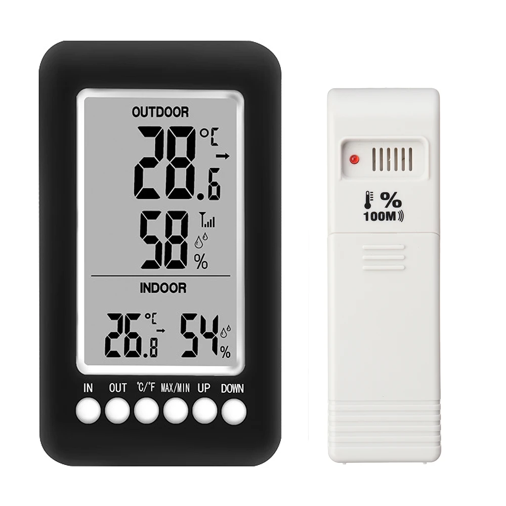 

Wireless Thermometer Hygrometer with Sensor Intelligent prediction Weather Forecast Digital Alarm Clock LCD Thermometer