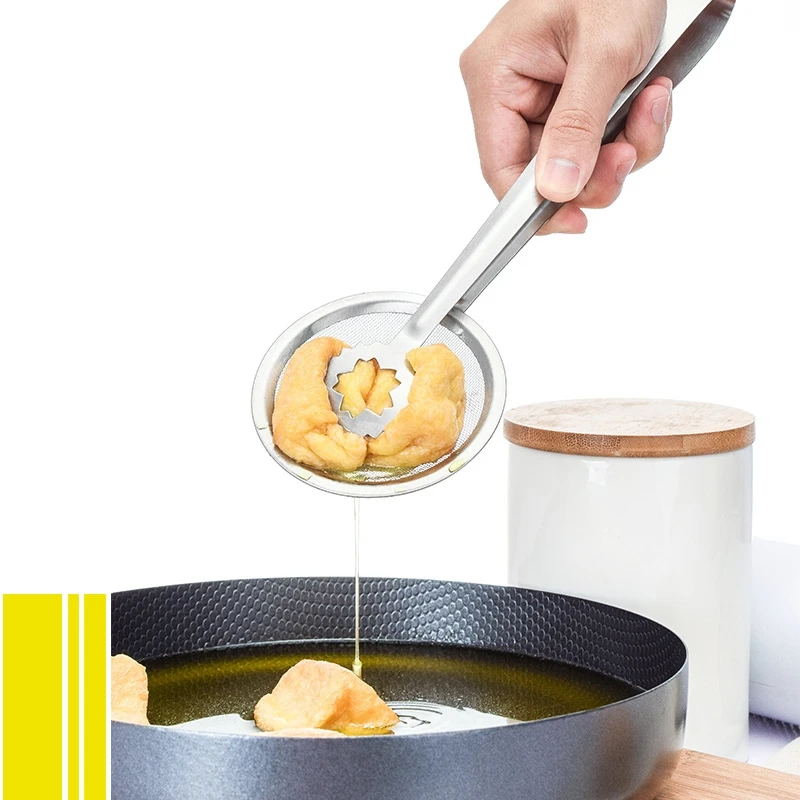 

Stainless steel burger clip multi-function frying clips drain oil filter net spoon fried food oil filter