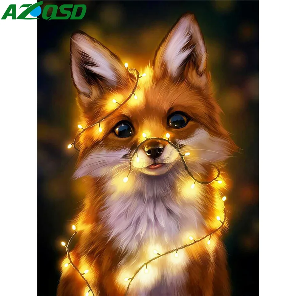 

AZQSD Diamond Mosaic Animal Fox Cross Stitch Home Decor Diamond Embroidery Picture Rhinestones Gift Crafts Handmade Wall Art