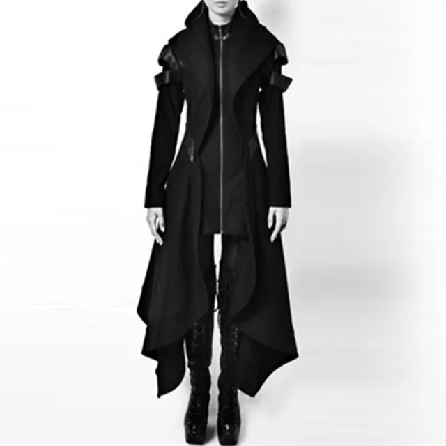Spring Gothic Trench Vintage Fashion Women Overcoats Slim Plain Belt Girls Black Female Coats