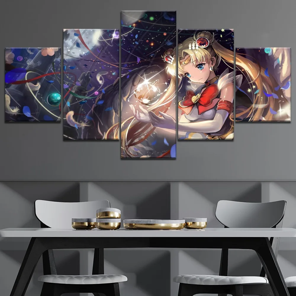 

Frame 5 Piece Canvas Art Sailor Moon Anime Poster Modern Decorative Paintings on Canvas Wall Art for Home Decorations Wall Decor