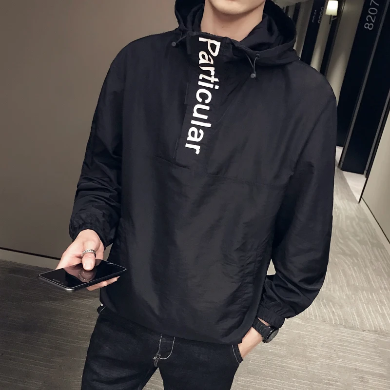 Pullover Sunscreen Clothing Summer Jackets Men Fashion 2019 Chaqueta Hombre Streetwear Bomber Jacket Hooded Print Outwear Coat