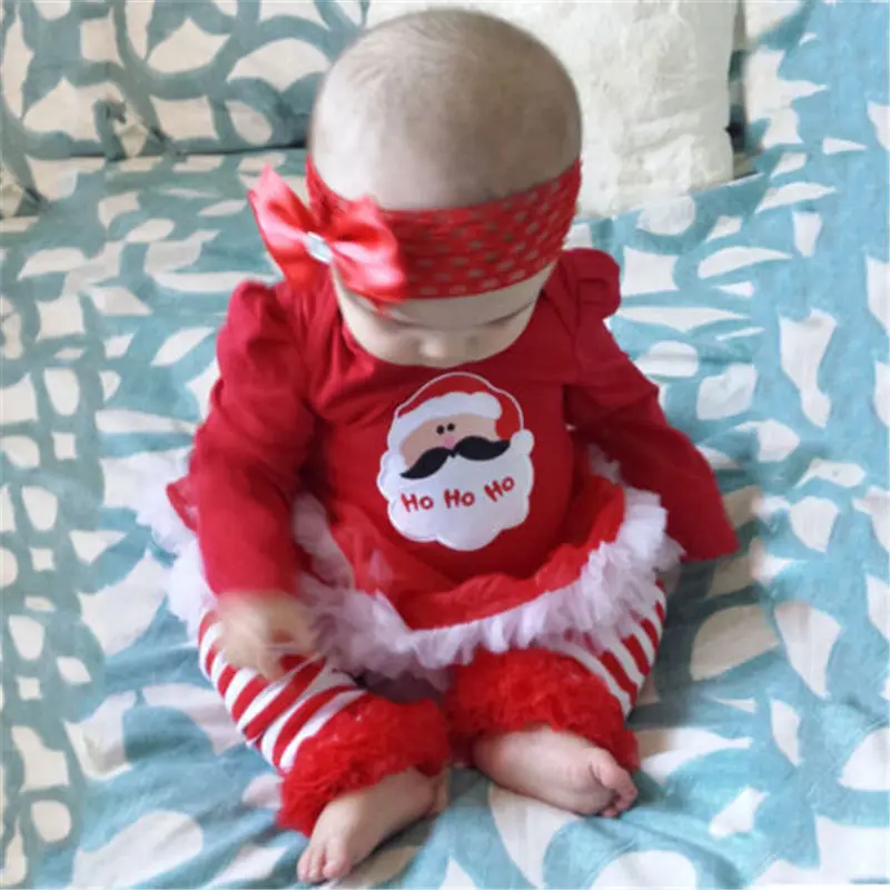 Pudcoco High Quality Newly Infant Baby Girl XMAS Christmas Santa Dresses Spring Autumn Comfort Leg Warmers Outfit Girl Clothes