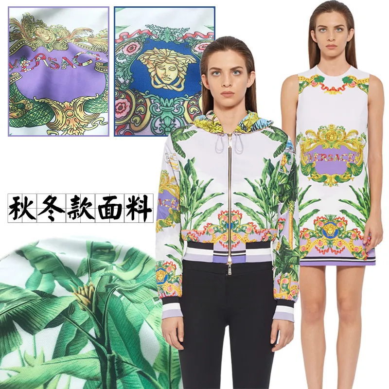 

New autumn and winter coat printing fabric handmade DIY advanced digital printing polyester fashion cloth 2 styles