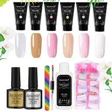 Лак для ногтей, набор твердотельного клея для наращивания, быстрое наращивание клея, 6 цветов, основа, уплотнение, покрытие, расширенный кристалл, полигель для ногтей