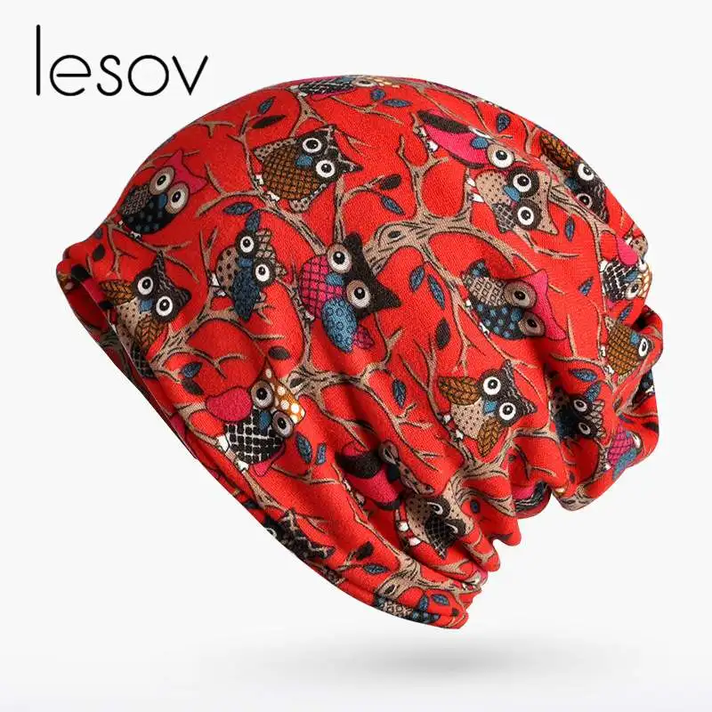 Lesov Женская многофункциональная Шапка-бини с принтом совы, тонкие/плюшевые зимние шапки для женщин в стиле хип-хоп, шлепки с капюшоном, теплый шарф с воротником