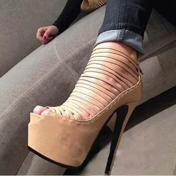 Sexy Beige Suede Peep toe High Platform Pumps Women Shoes Cross Strap High Stiletto Heels Women Shoes High Heels Plus Size 11
Sexy Beige Suede Peep toe High Platform Pumps Women Shoes Cross Strap High Stiletto Heels Women Shoes High Heels Plus Size 11