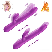 Heating Dildo Vibrator Sex Toys For Women Clitoris Stimulator Massager Double Motor Automatic Telescopic Mute Vibration
