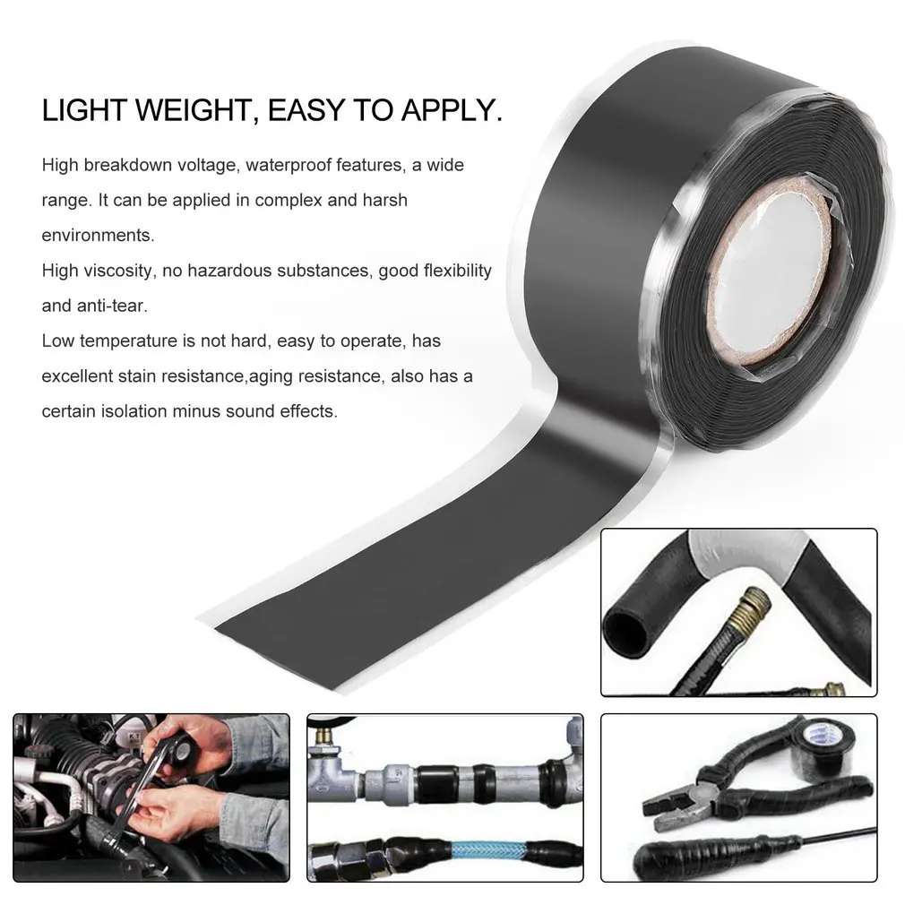 

1.5/3 M Black Multi-Purpose Self-Adhesive Noir Strong Super-Fix Repair Waterproof Magic Bondage Tape Hook With Glue