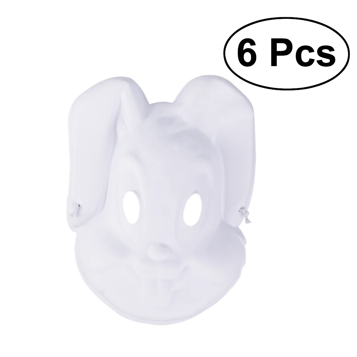 

6pcs Rabbit Mask Easter Bunny Painting Mask Full Face Costume Pulp Blank White Mask for DIY Paint