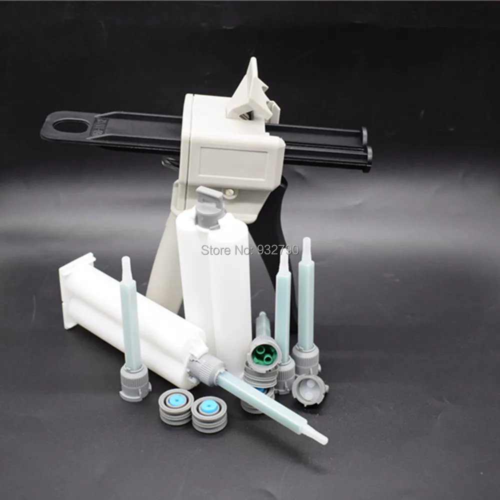 

1:1 1:2 50ml 2 Part Dispensing Gun Applicator + 2 Sets Epoxy Resin Acrylic Adhesive Cartridge + 5pcs Static Mix Mixing Nozzle