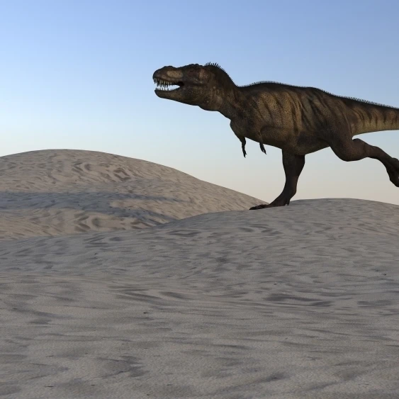 Tyrannosaurus Rex running across a desert landscape Poster Print (37 x 21) | Дом и сад