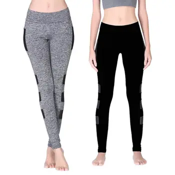 

Women Mesh Stitching Sports Pants Workout Gym Fitness Slim Leggings Slim Fit Solid Color Sports Pants Leggings