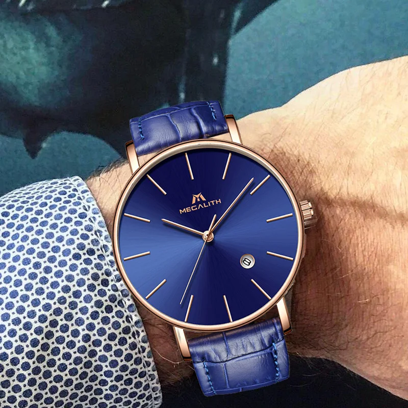 MEGALITH часы для мужчин Relojes Para Hombre водонепроницаемые кварцевые с датой Мужские