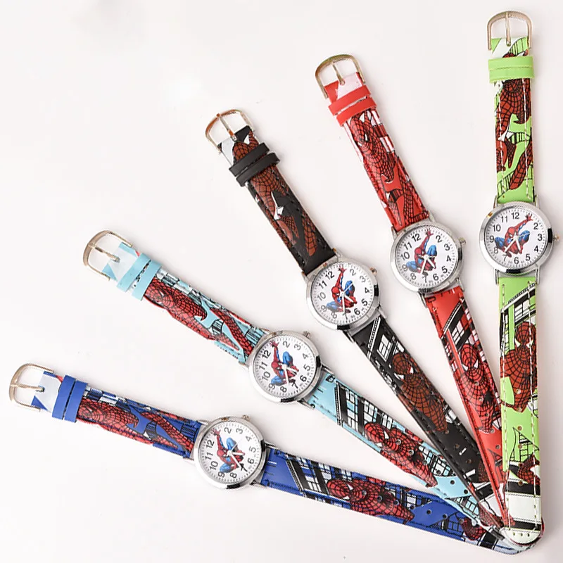 Disney SpiderMan Watch Cute Cartoon Watch Kids Watches Boys Christmas Gift  Leather Quartz Watch 6