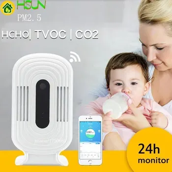 

WIFI PM2.5 HCHO TVOC CO2 Thermometer Hygrometer Carbon Dioxide Monitor Smart Gas Detector Formaldehyde Air Quality Analyzer