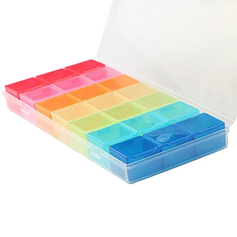 

Colorful 21-compartment Rainbow Pill Box 7 Colors 7 Days Weekly Tablet Pill Medicine Box Storage Organizer Pill Box Splitters