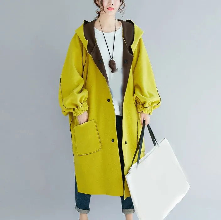 New 2018 Fashion Winter Hooded Jacket Pockets Warm Both Sides Wear Wool Blends Coat Loose Lantern Sleeve Female Coats Outwear New 2018 Fashion Winter Hooded Jacket Pockets Warm Both Sides Wear Wool Blends Coat Loose Lantern Sleeve Female Coats Outwear